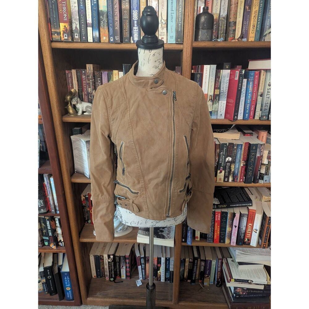 Free We The Free People Fenix Vegan Leather Moto Jacket Heavy Coat Zips Women S
